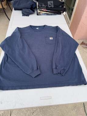 Carhartt Workwear Long Sleeve Pocket T-Shirt Navy Blue 2XL